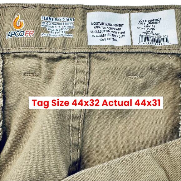 LAPCO FR Khaki Uniform Pants Mens 44x31 READ Flame Resistant CAT2 Workwear - Picture 4 of 12